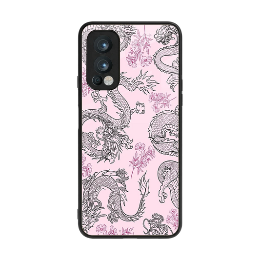 Floral Dragon back phone cover | glass case for oneplus nord 2