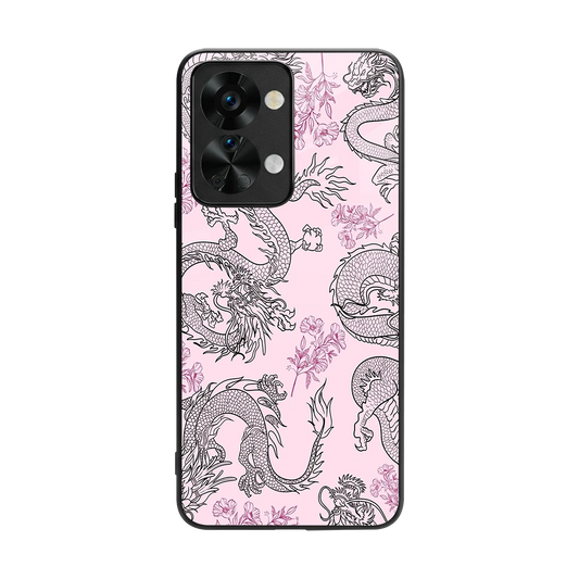 Floral Dragon back phone cover | glass case for oneplus nord 2t