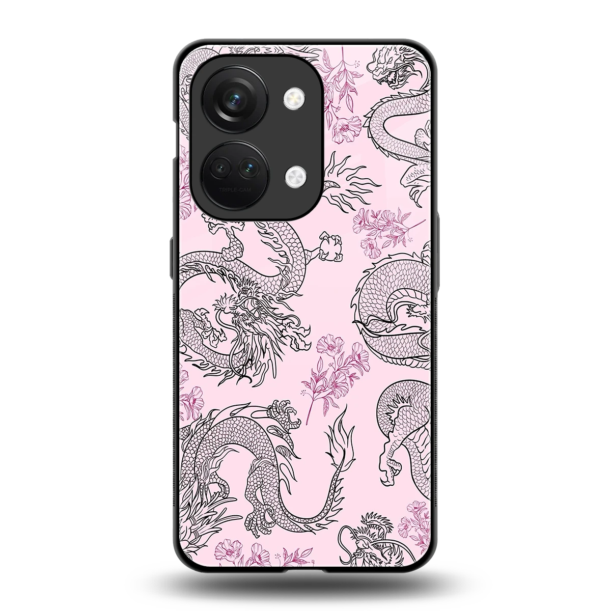Floral Dragon back phone cover | glass case for oneplus nord 3