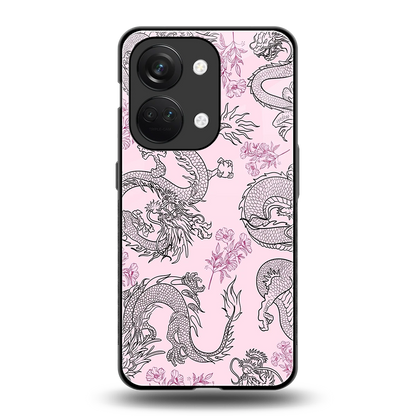 Floral Dragon back phone cover | glass case for oneplus nord 3
