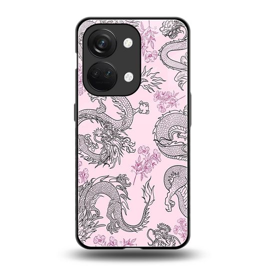 Floral Dragon back phone cover | glass case for oneplus nord 3