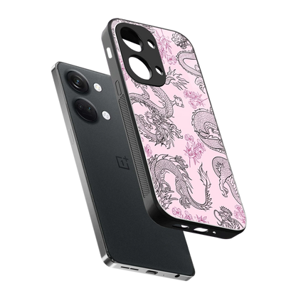 Floral Dragon sleek oneplus nord 3 cover with tempered glass back and TPU edges
