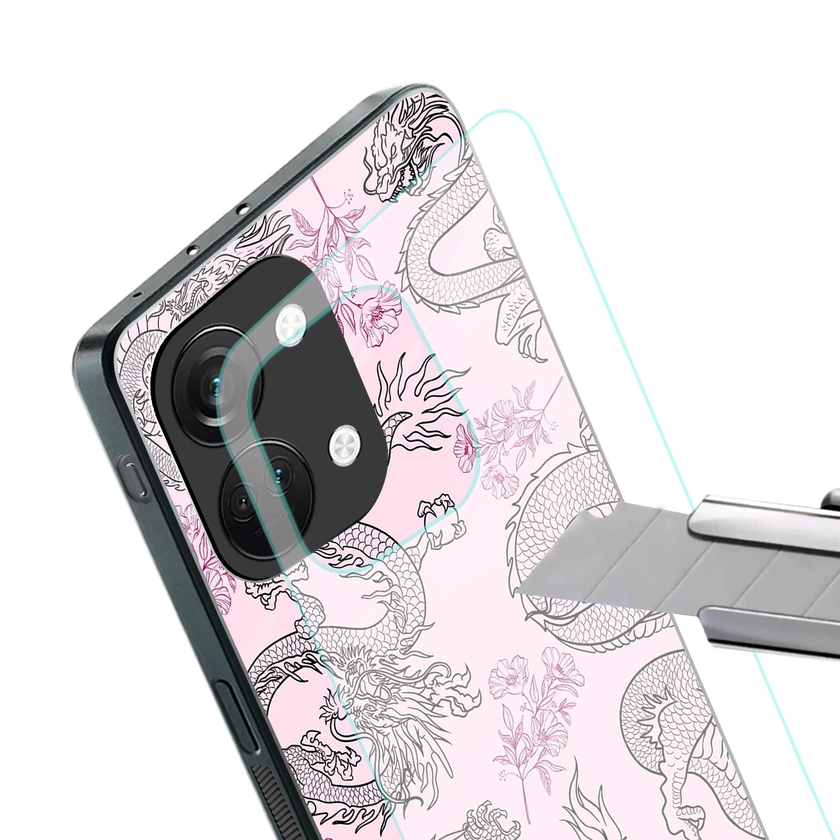 Floral Dragon stylish phone case for oneplus nord 3 | glossy glass and slim fit