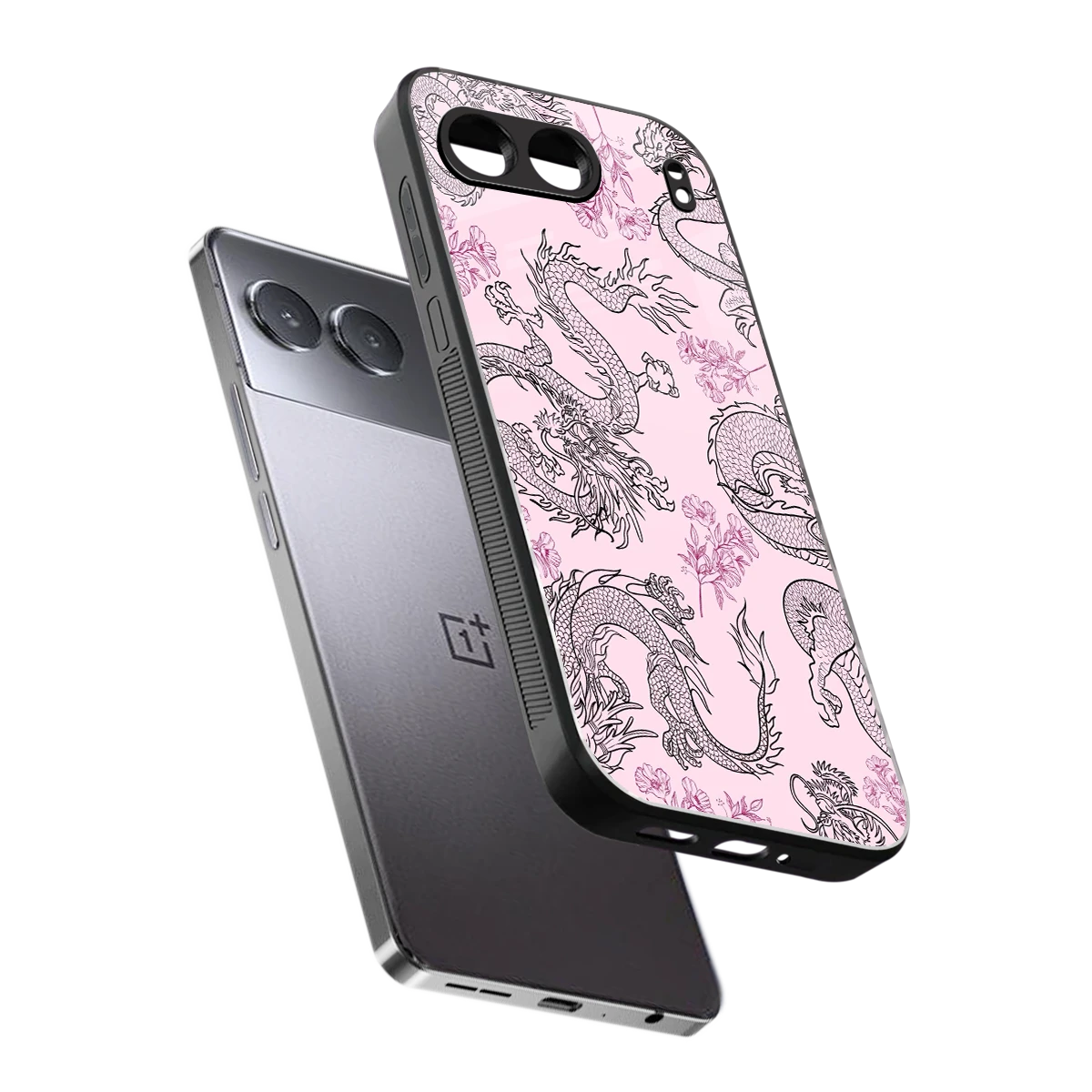 Floral Dragon sleek oneplus nord 4 cover with tempered glass back and TPU edges