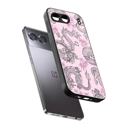 Floral Dragon sleek oneplus nord 4 cover with tempered glass back and TPU edges