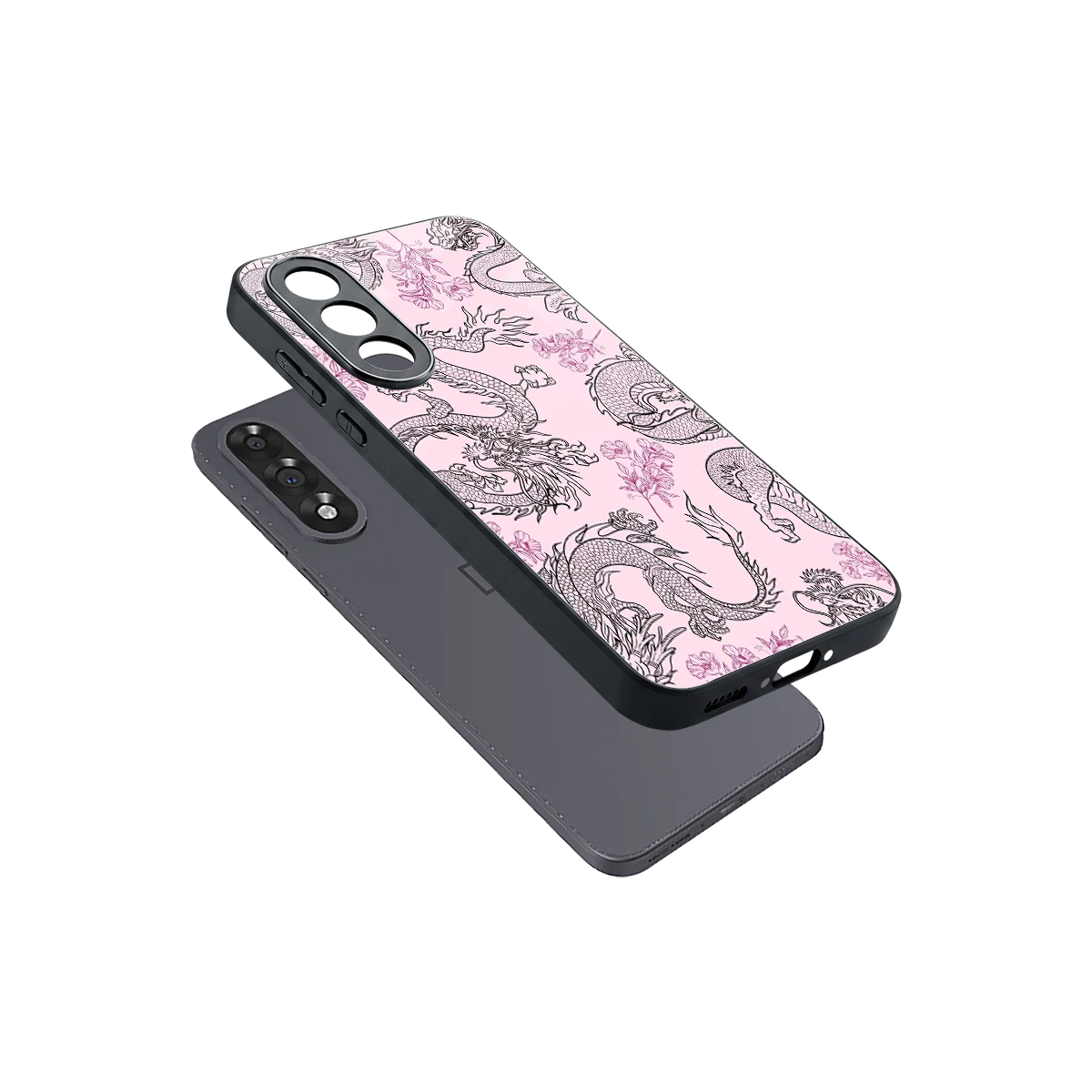 Floral Dragon sleek oneplus nord 5 cover with tempered glass back and TPU edges