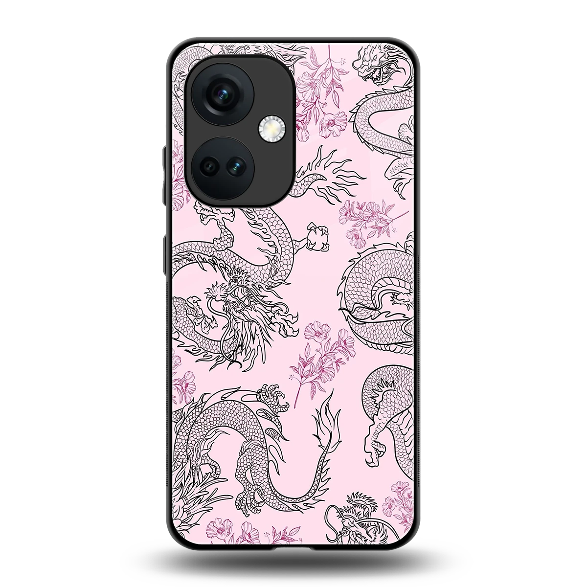 Floral Dragon back phone cover | glass case for oneplus nord ce 3