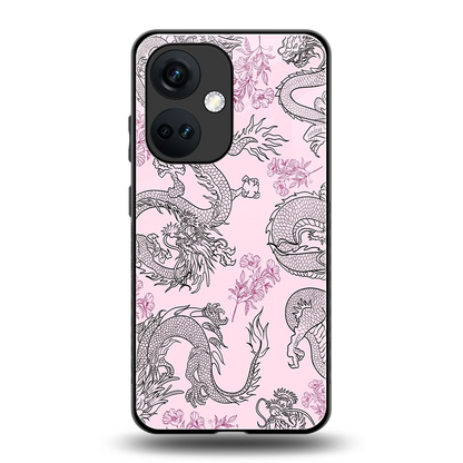 Floral Dragon back phone cover | glass case for oneplus nord ce 3