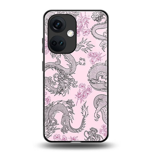 Floral Dragon back phone cover | glass case for oneplus nord ce 3