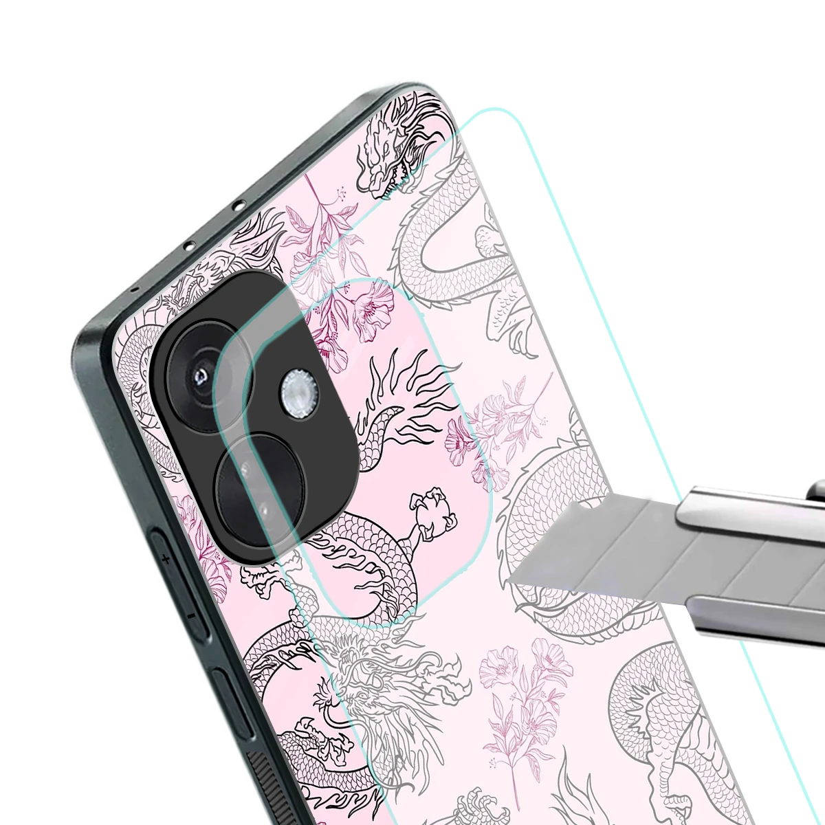 Floral Dragon stylish phone case for oneplus nord ce 3 | glossy glass and slim fit