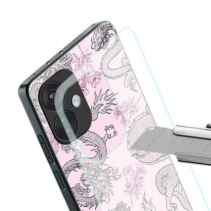 Floral Dragon stylish phone case for oneplus nord ce 3 | glossy glass and slim fit