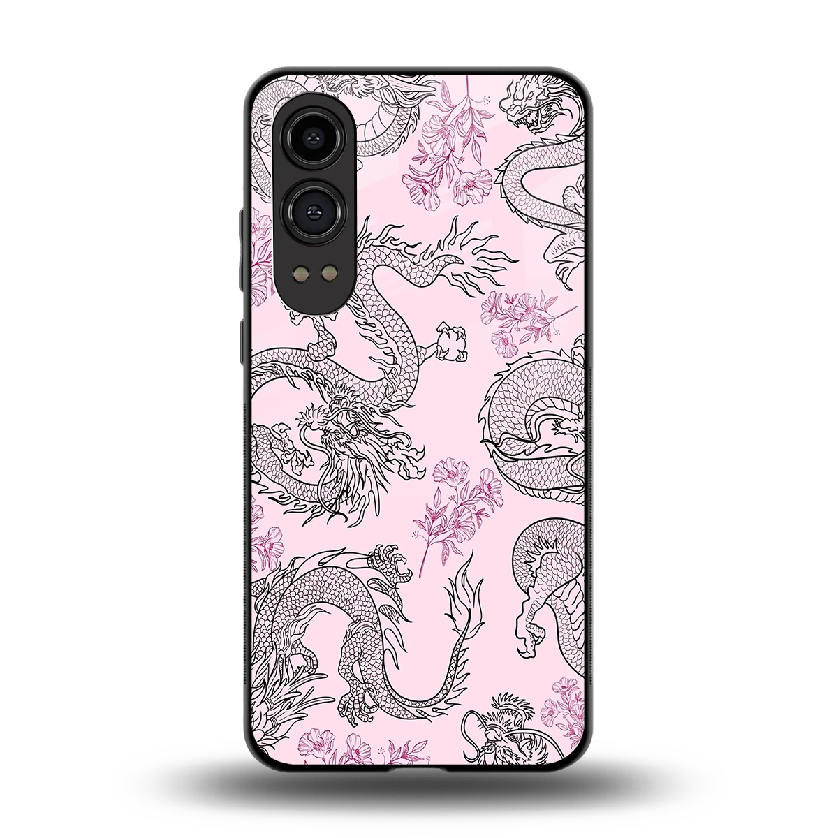Floral Dragon back phone cover | glass case for oneplus nord ce 4 lite