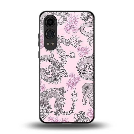 Floral Dragon back phone cover | glass case for oneplus nord ce 4 lite