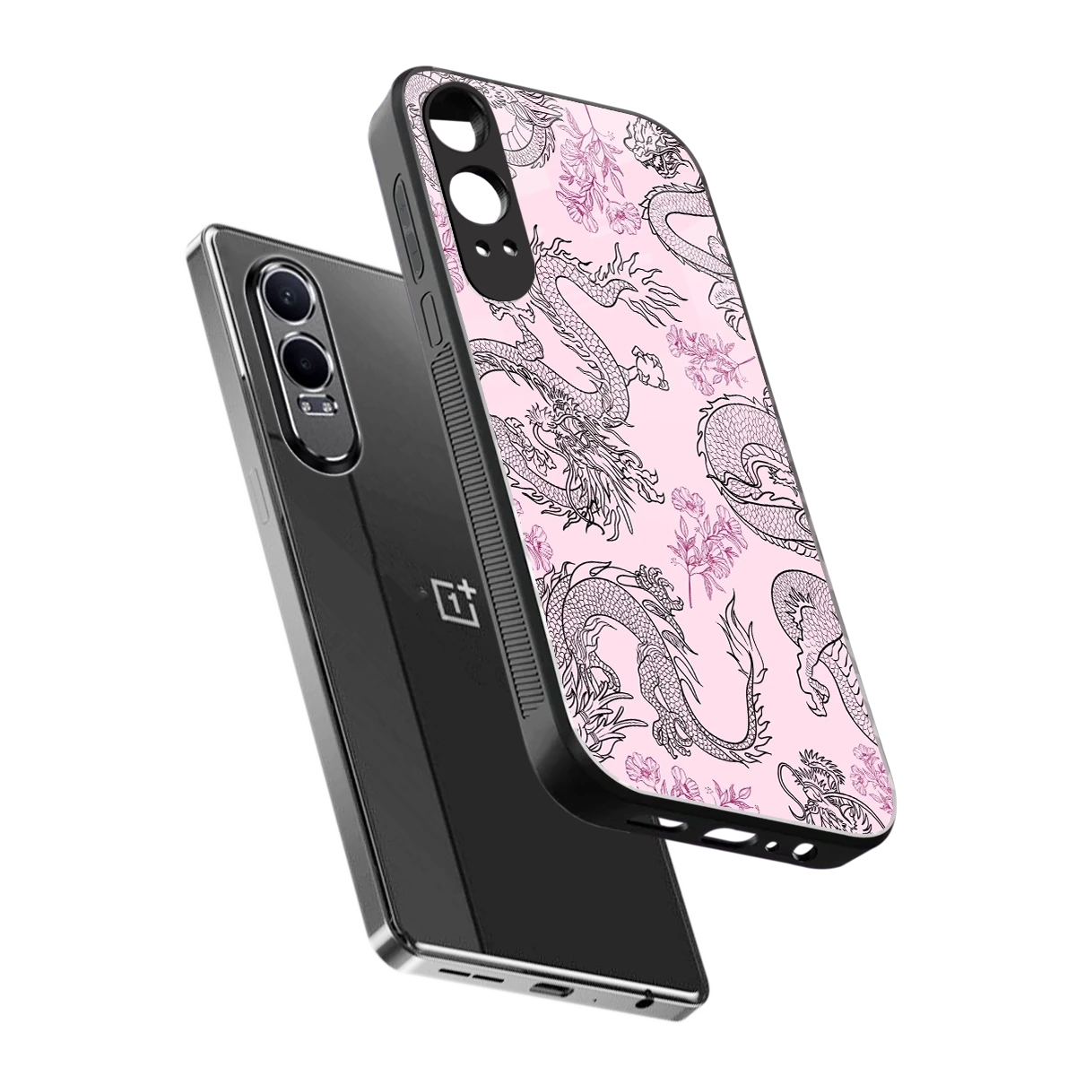 Floral Dragon sleek oneplus nord ce 4 lite cover with tempered glass back and TPU edges