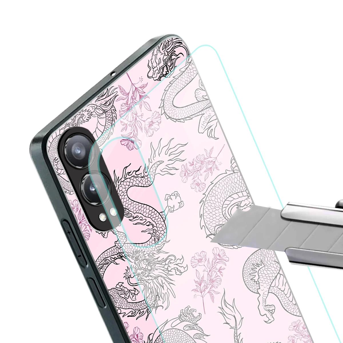 Floral Dragon stylish phone case for oneplus nord ce 4 lite | glossy glass and slim fit