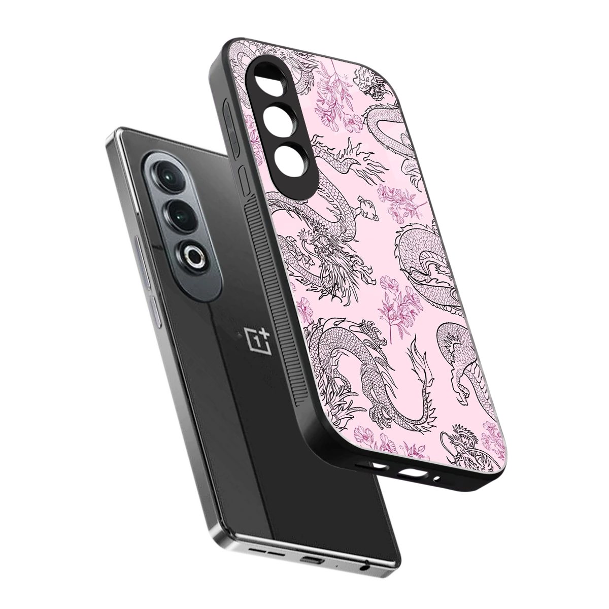 Floral Dragon sleek oneplus nord ce 4 cover with tempered glass back and TPU edges