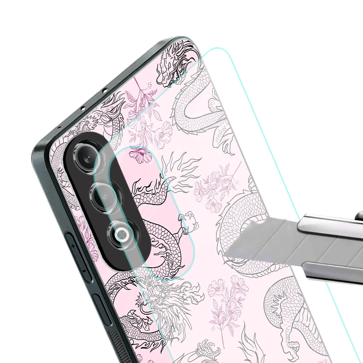 Floral Dragon stylish phone case for oneplus nord ce 4 | glossy glass and slim fit