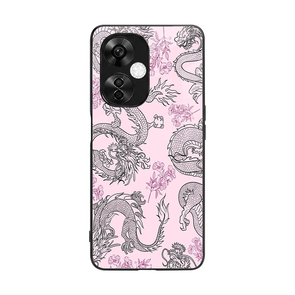 Floral Dragon back phone cover | glass case for oneplus nord ce 3 lite