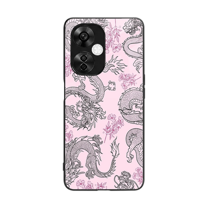 Floral Dragon back phone cover | glass case for oneplus nord ce 3 lite