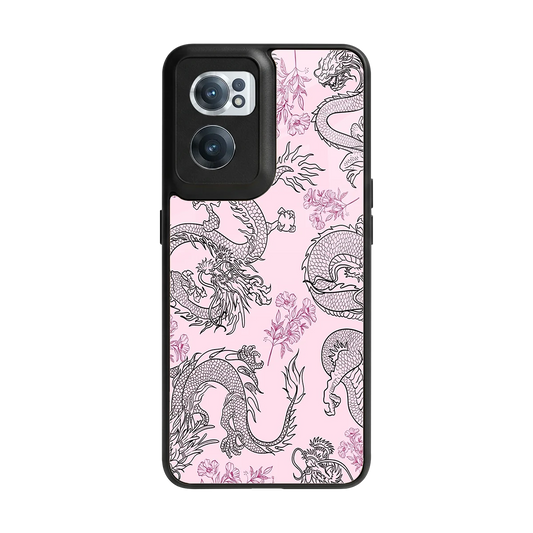 Floral Dragon back phone cover | glass case for oneplus nord ce 2