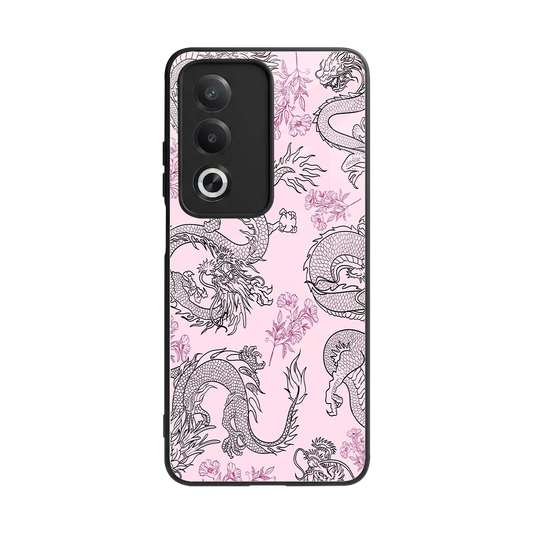 Floral Dragon back phone cover | glass case for oppo a3 pro