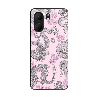 Floral Dragon back phone cover | glass case for oppo a5x 5g
