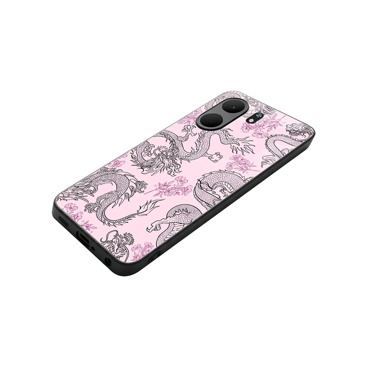 Floral Dragon stylish phone case for oppo a5x 5g | glossy glass and slim fit