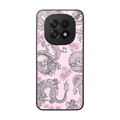 Floral Dragon back phone cover | glass case for oppo f29 5g