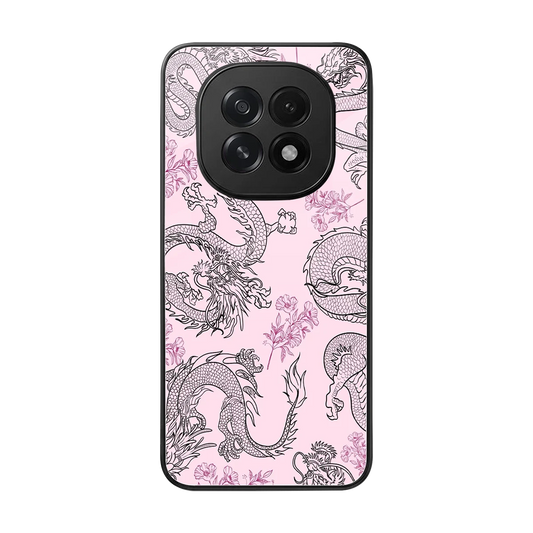 Floral Dragon back phone cover | glass case for oppo f29 5g