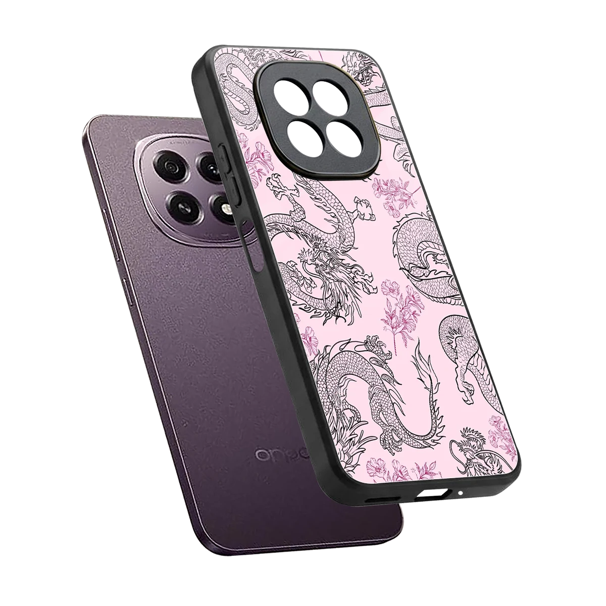 Floral Dragon sleek oppo f29 5g cover with tempered glass back and TPU edges