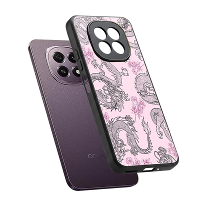 Floral Dragon sleek oppo f29 5g cover with tempered glass back and TPU edges