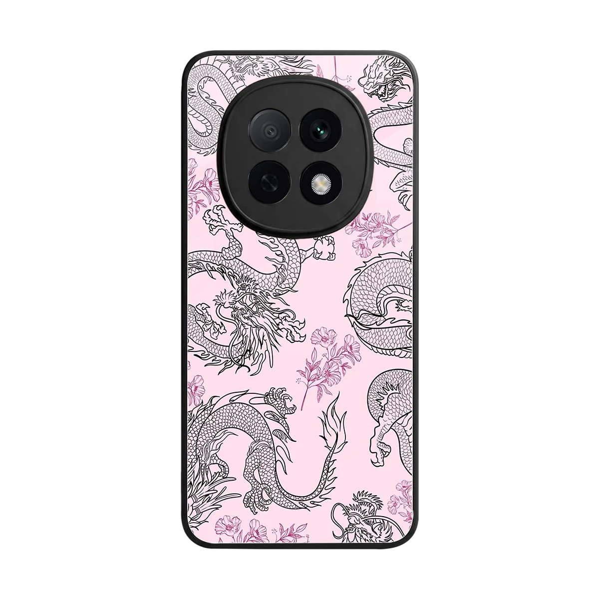 Floral Dragon back phone cover | glass case for oppo f29 pro 5g