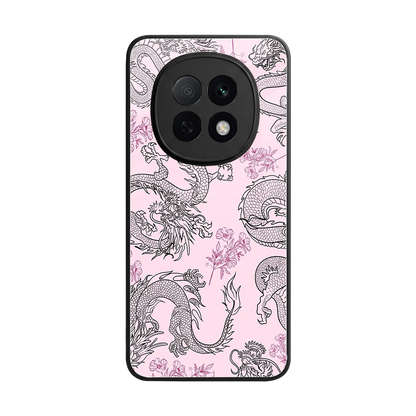 Floral Dragon back phone cover | glass case for oppo f29 pro 5g