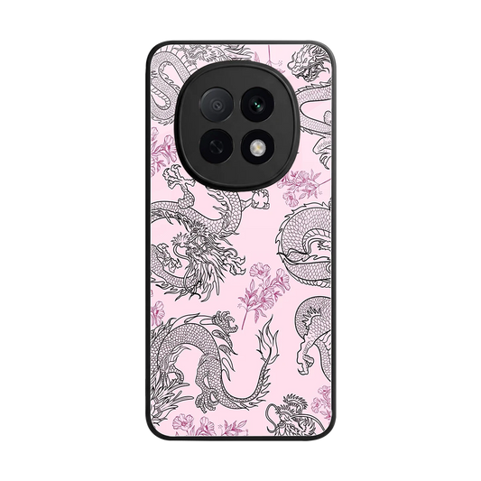 Floral Dragon back phone cover | glass case for oppo f29 pro 5g