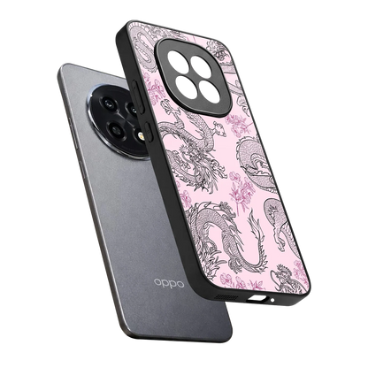 Floral Dragon sleek oppo f29 pro 5g cover with tempered glass back and TPU edges