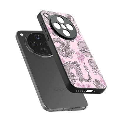 Floral Dragon sleek oppo find x8 cover with tempered glass back and TPU edges
