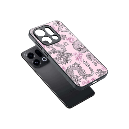 Floral Dragon sleek oppo find x9 cover with tempered glass back and TPU edges