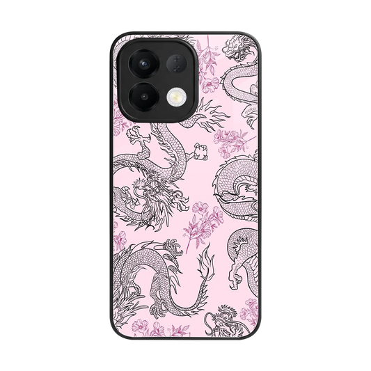 Floral Dragon back phone cover | glass case for oppo k13 5g
