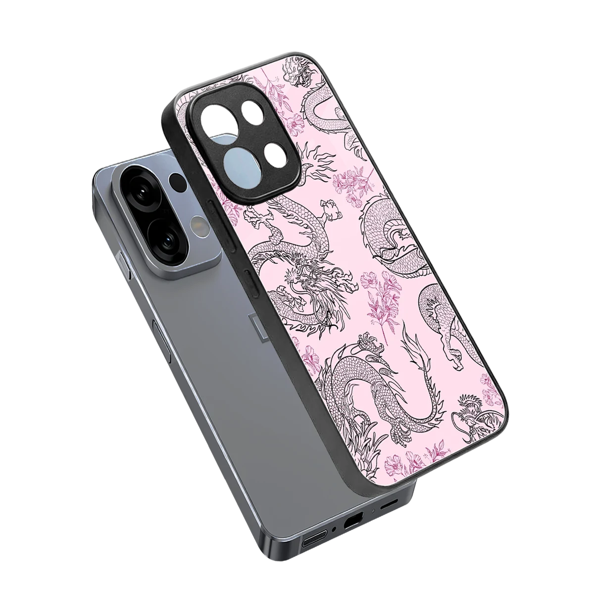 Floral Dragon sleek oppo k13 5g cover with tempered glass back and TPU edges