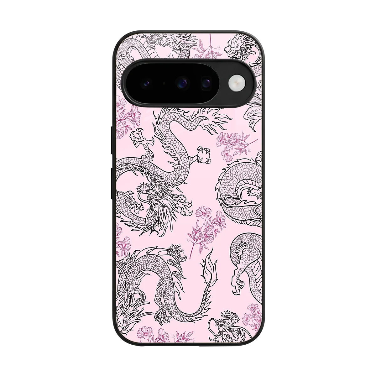 Floral Dragon back phone cover | glass case for google pixel 10