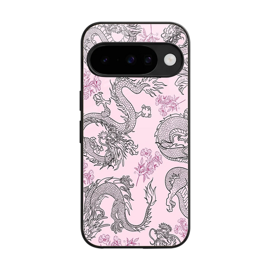 Floral Dragon back phone cover | glass case for google pixel 10