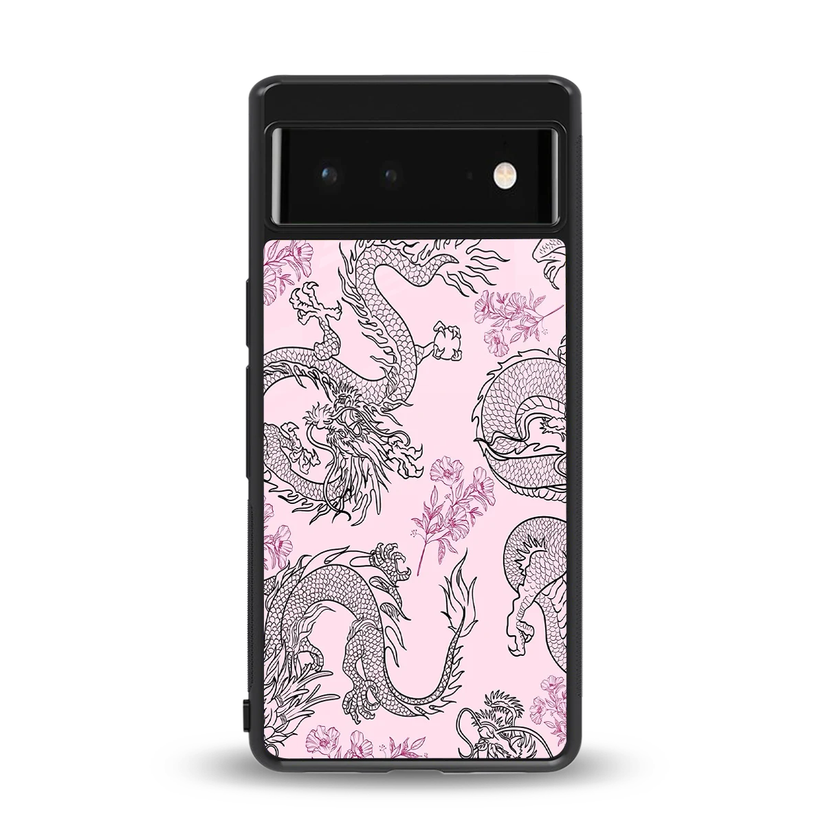 Floral Dragon back phone cover | glass case for google pixel 6