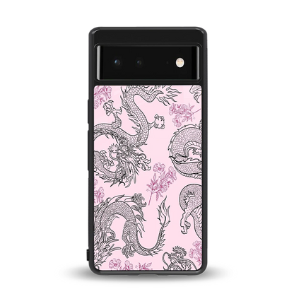 Floral Dragon back phone cover | glass case for google pixel 6a