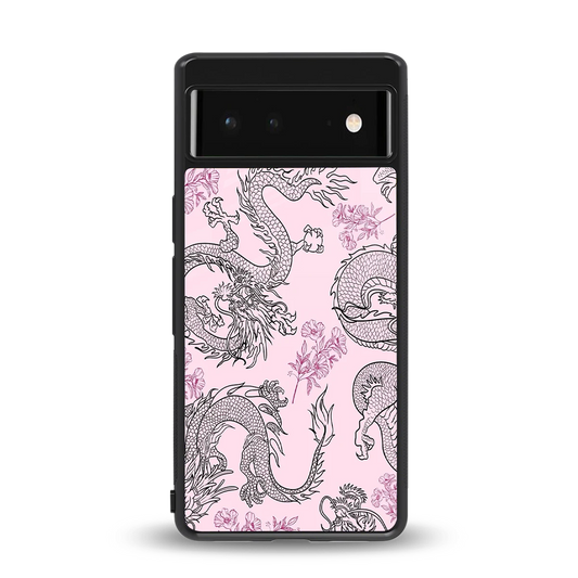 Floral Dragon back phone cover | glass case for google pixel 6a