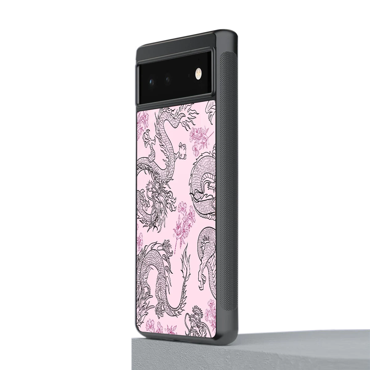 Floral Dragon stylish phone case for google pixel 6 | glossy glass and slim fit