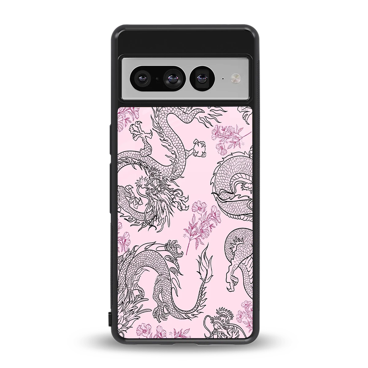 Floral Dragon back phone cover | glass case for google pixel 7 pro