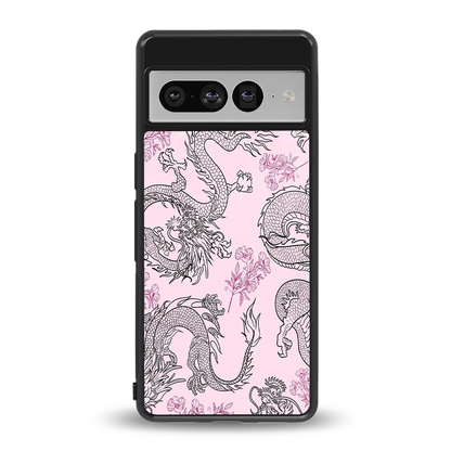 Floral Dragon back phone cover | glass case for google pixel 7 pro