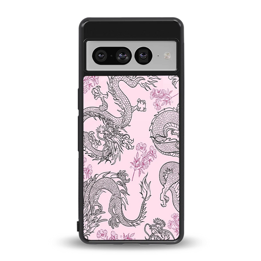 Floral Dragon back phone cover | glass case for google pixel 7 pro