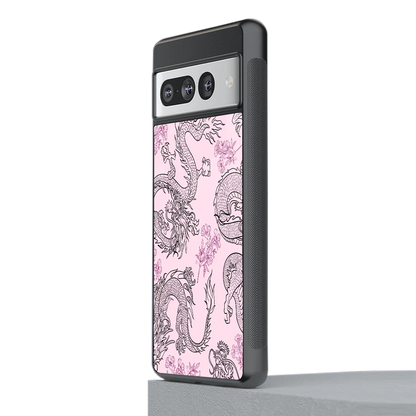 Floral Dragon stylish phone case for google pixel 7 pro | glossy glass and slim fit