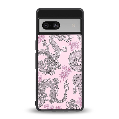 Floral Dragon back phone cover | glass case for google pixel 7